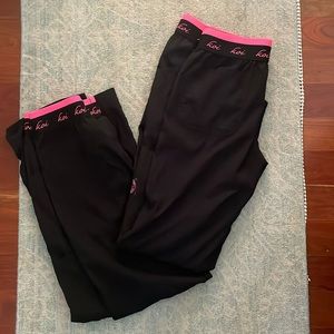 Set of 2 pairs of koi lite black slim fit scrub bottoms medium